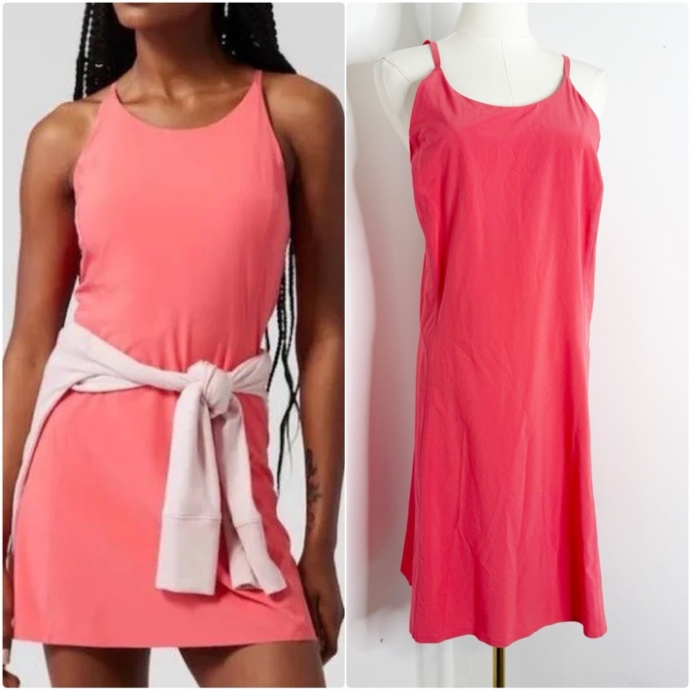 Athleta Coral Strappy Athletic Dress (With Built-In Shorts) – Size Medium Tall